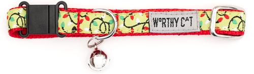 Show full view: The Worthy Dog Christmas Lit Cat Collar, Green, One Size slide 2 of 3