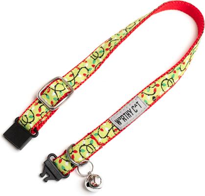 Show full view: The Worthy Dog Christmas Lit Cat Collar, Green, One Size slide 3 of 3