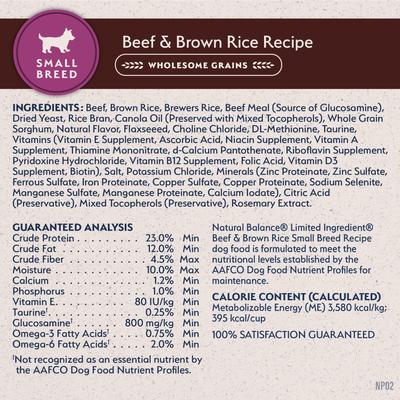Show full view: Natural Balance Limited Ingredient Beef & Brown Rice Small Breed Recipe Dry Dog Food, 12-lb bag slide 9 of 11