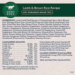 Natural Balance Limited Ingredient Lamb & Brown Rice Recipe Dry Dog Food, 24-lb bag
