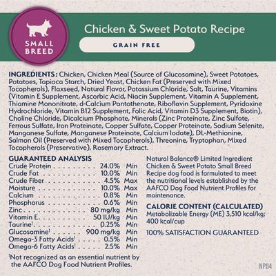Show full view: Natural Balance L.I.D. Limited Ingredient Diets Chicken & Sweet Potato Formula Small Breed Bites Grain-Free Dry Dog Food, 12-lb bag slide 9 of 11