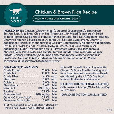 Show full view: Natural Balance Limited Ingredient Chicken & Brown Rice Recipe Dry Dog Food, 12-lb bag slide 9 of 11