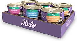 Halo Chicken, Whitefish, Turkey Variety Pack Grain-Free Pate Adult Wet Cat Food, 5.5-oz can, case of 12