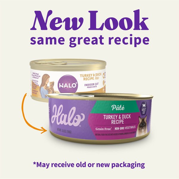 Halo Turkey & Duck Recipe Pate Grain-Free Indoor Cat Canned Cat Food