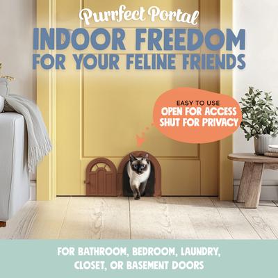 Show full view: Purrfect Portal Meow Manor Plastic Interior Cat Door, Brown, Large slide 2 of 7