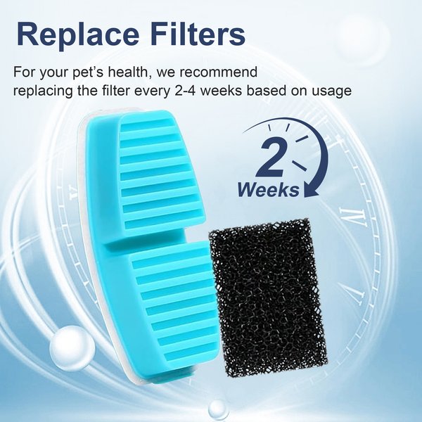 Casfuy PWL-003 Pet Water Fountain Replacement Filters & Pre-Filter Sponges, 6 count