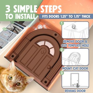 Purrfect Portal Meow Manor Plastic Interior Cat Door, Large, Brown