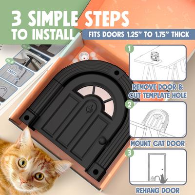 Show full view: Purrfect Portal Meow Manor Plastic Interior Cat Door, Black, Large slide 4 of 7