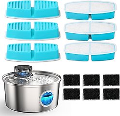 Casfuy PWL-003 Pet Water Fountain Replacement Filters & Pre-Filter Sponges, 6 count