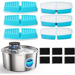 Casfuy PWL-003 Pet Water Fountain Replacement Filters & Pre-Filter Sponges, 6 count
