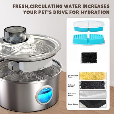 Show full view: Casfuy PWL-003 Smart Motion Sensor Cordless Stainless Steel Dog & Cat Water Fountain, 108-oz slide 9 of 10