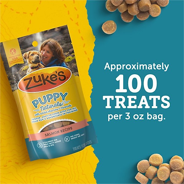 Show full view: Zuke's Puppy Naturals Salmon Recipe Soft & Chewy Training Dog Treats, 5-oz pouch slide 8 of 13