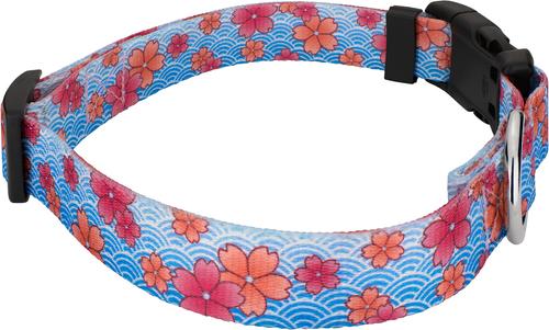 Show full view: Country Brook Design Deluxe April Blossoms Dog Collar, Blue, Medium slide 4 of 5