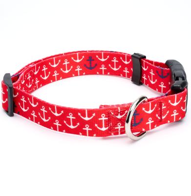 Show full view: Country Brook Design Deluxe Anchors Away Dog Collar, Red, Small slide 7 of 8