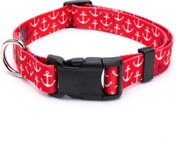 Country Brook Design Deluxe Anchors Away Dog Collar, Red, Small