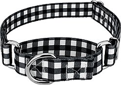 Country Brook Design Black & White Buffalo Plaid Martingale Dog Collar, Small