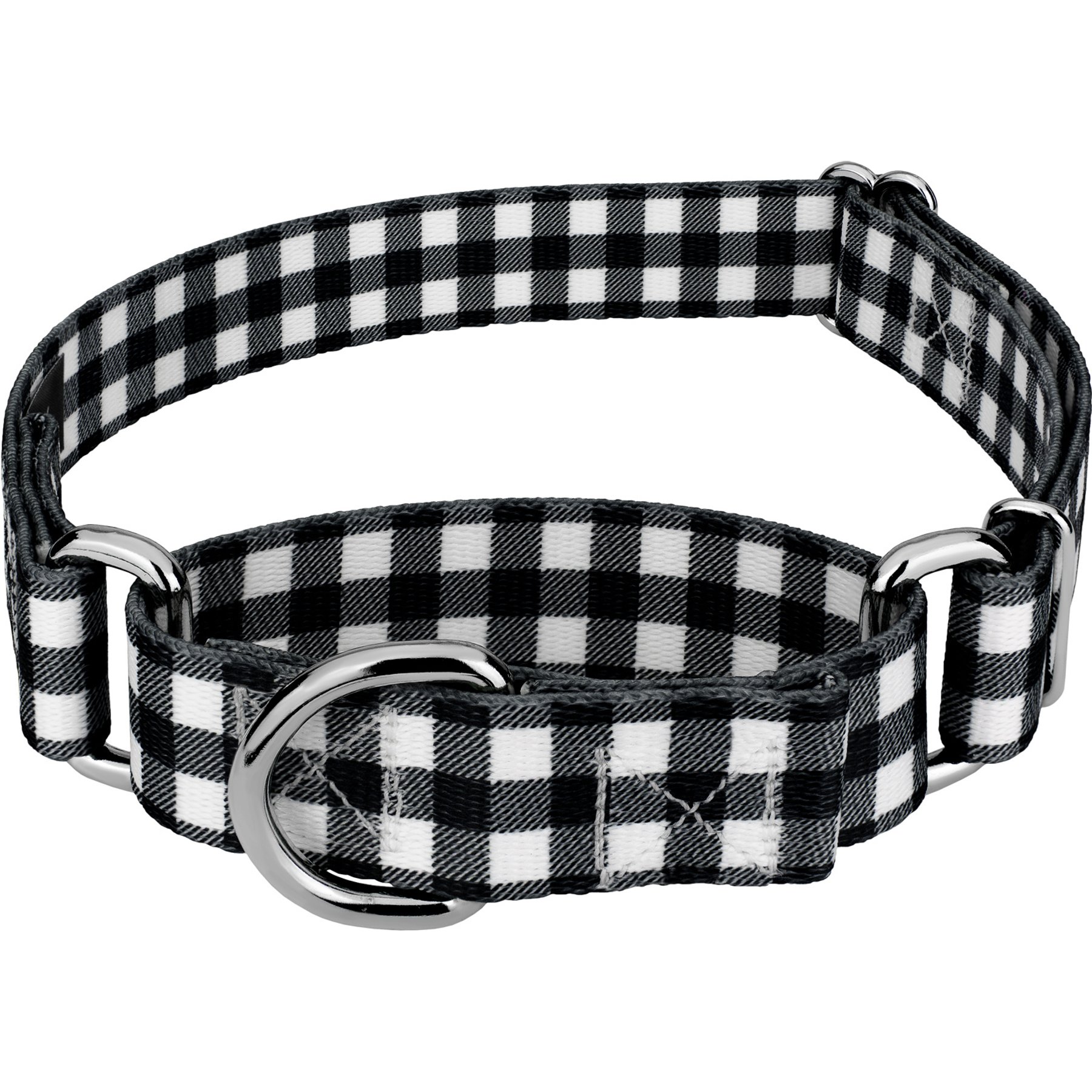 Country Brook Design Black & White Buffalo Plaid Martingale Dog Collar, XX-Small