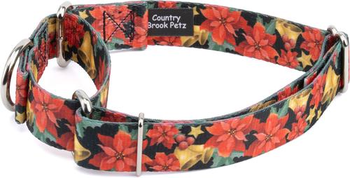 Show full view: Country Brook Design Christmas Poinsettias Martingale Dog Collar, Large slide 4 of 7