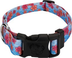 Country Brook Design Deluxe April Blossoms Dog Collar, Blue, XX-Small