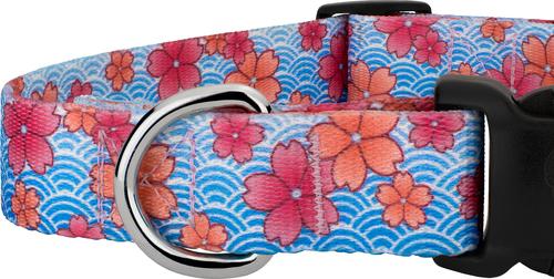 Show full view: Country Brook Design Deluxe April Blossoms Dog Collar, Blue, Medium slide 5 of 5