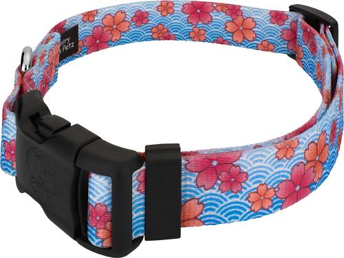 Show full view: Country Brook Design Deluxe April Blossoms Dog Collar, Blue, Medium slide 3 of 5