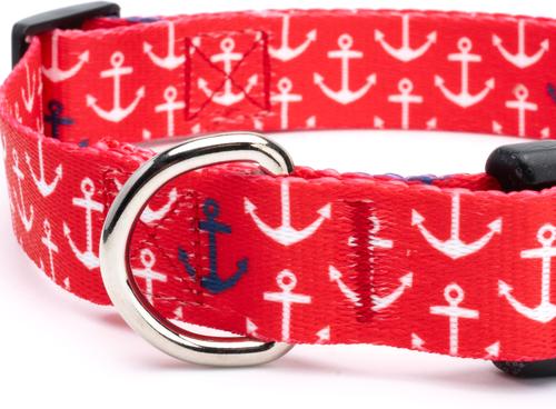 Show full view: Country Brook Design Deluxe Anchors Away Dog Collar, Red, Small slide 8 of 8