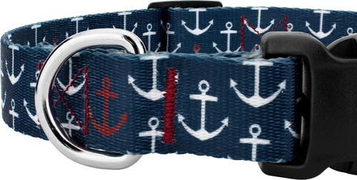 Show full view: Country Brook Design Deluxe Anchors Away Dog Collar, Blue, Medium slide 7 of 7
