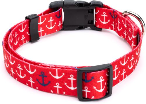 Show full view: Country Brook Design Deluxe Anchors Away Dog Collar, Red, Small slide 6 of 8