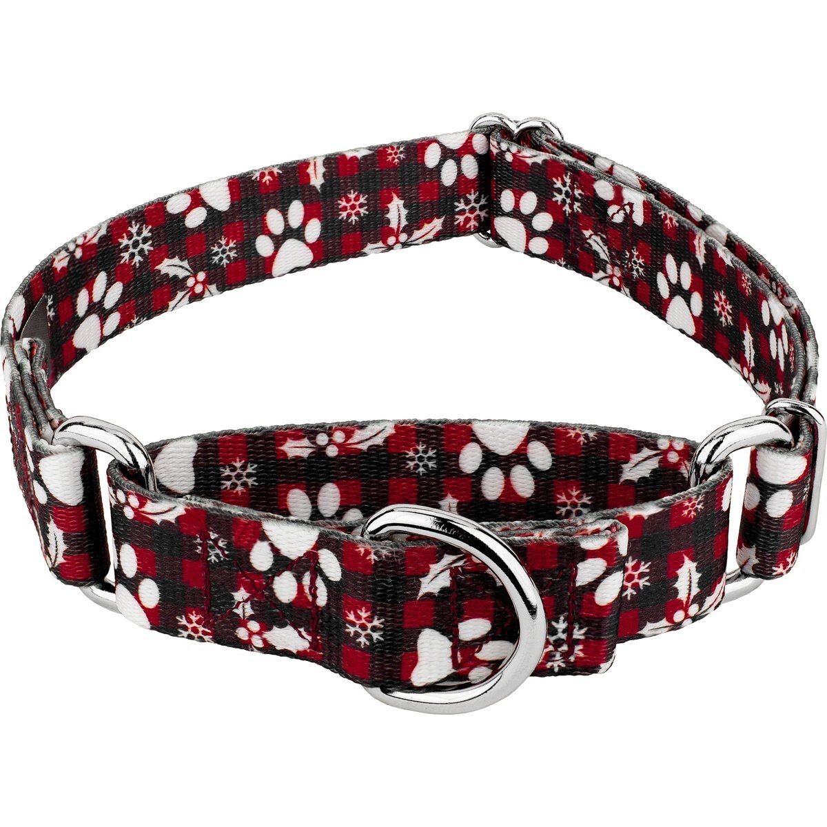 Country Brook Design Christmas Plaid Martingale Dog Collar, X-Large
