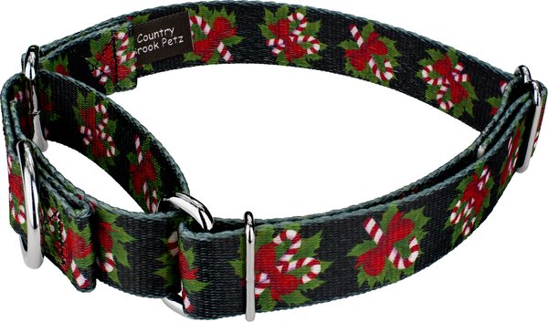Show full view: Country Brook Design Black Candy Cane Martingale Dog Collar, Small slide 3 of 5