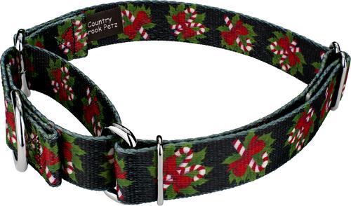 Show full view: Country Brook Design Black Candy Cane Martingale Dog Collar, Medium slide 4 of 6