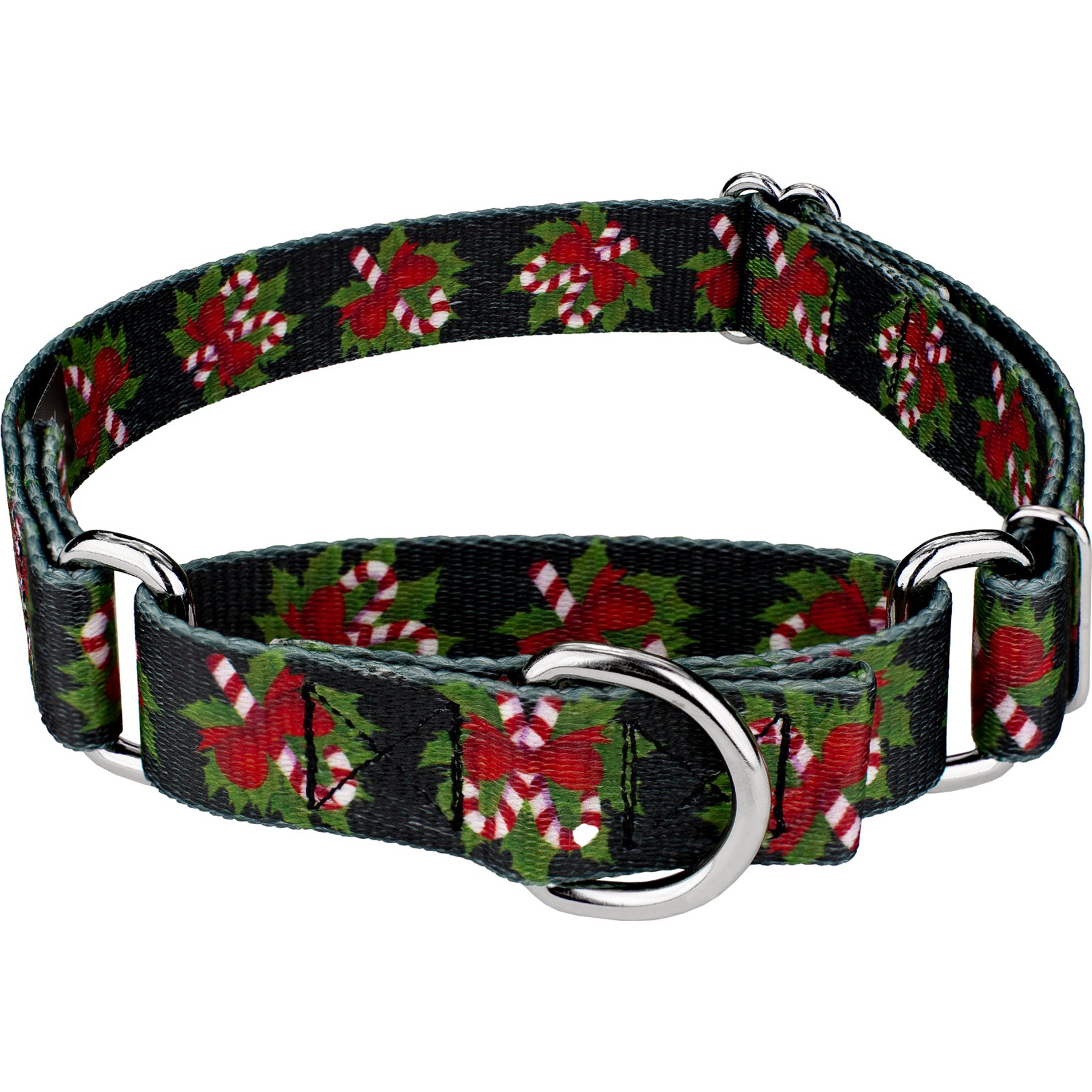 Country Brook Design Black Candy Cane Martingale Dog Collar, Small