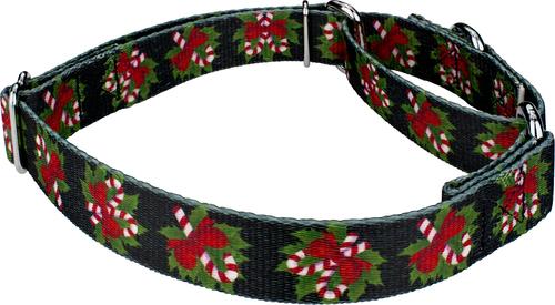 Show full view: Country Brook Design Black Candy Cane Martingale Dog Collar, Medium slide 5 of 6
