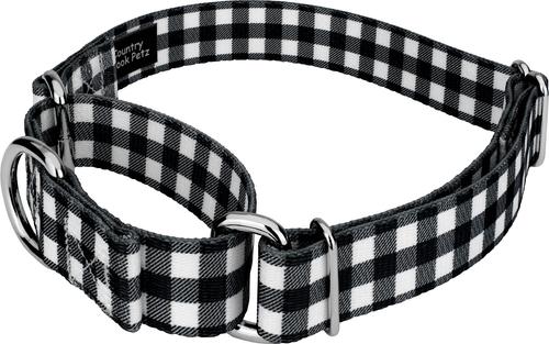 Show full view: Country Brook Design Black & White Buffalo Plaid Martingale Dog Collar, Medium slide 5 of 7