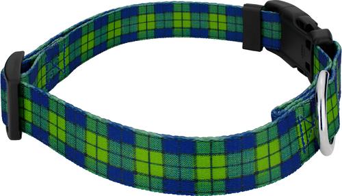 Show full view: Country Brook Design Deluxe Blue & Green Plaid Dog Collar, X-Small slide 4 of 5