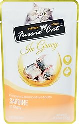Fussie Cat Premium Sardine in Gravy Wet Cat Food, 2.47-oz pouch, case of 12