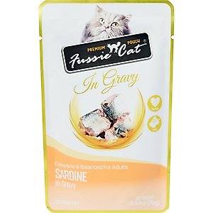 Fussie Cat Premium Sardine in Gravy Wet Cat Food, 2.47-oz pouch, case of 12