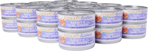 Show full view: Evanger's Super Premium Rabbit & Quail Dinner Grain-Free Canned Cat Food, 5.5-oz, case of 24 slide 4 of 7