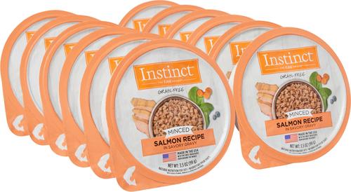 Show full view: Instinct Minced Real Salmon Recipe in Savory Gravy Grain-Free Minced Wet Cat Food, 3.5-oz cup, case of 12 slide 4 of 8