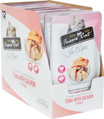 Show full view: Fussie Cat Premium Tuna with Salmon in Aspic Wet Cat Food, 2.47-oz pouch, case of 12 slide 4 of 6