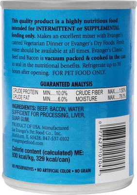Show full view: Evanger's Classic Recipes Beef & Bacon Grain-Free Canned Dog Food, 12.5-oz, case of 12 slide 4 of 7