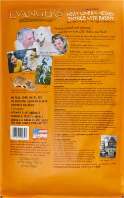 Show full view: Evanger's Meat Lover's Medley with Rabbit Grain-Free Dry Dog Food, 30-lb bag slide 3 of 5