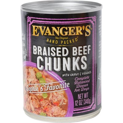 Evanger's Evanger's Braised Beef Chunks with Gravy Dog Food, 13-oz, case of 12