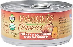 Evanger's Organics Turkey & Butternut Squash Dinner Canned Cat Food, 5.5-oz, case of 24