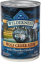 Blue Buffalo Wilderness Wolf Creek Stew Chunky Chicken Stew Grain-Free Adult Canned Dog Food, 12.5-oz, case of 12