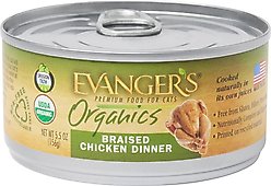 Evanger's Organics Braised Chicken Dinner Canned Cat Food, 5.5-oz, case of 24
