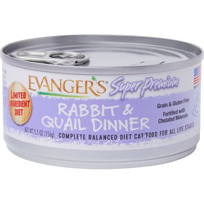 Evanger's Evanger's Super Premium Rabbit & Quail Canned Cat Food, 5.5-oz, 24 ct
