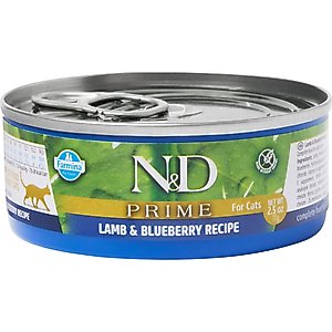Farmina N&D Prime Lamb & Blueberry Grain-Free Wet Cat Food, 2.46-oz can, case of 24