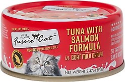Fussie Cat Tuna with Salmon in Goats Milk Wet Cat Food, 2.47-oz can, case of 24
