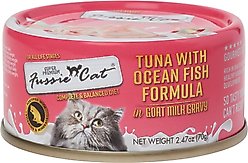 Fussie Cat Tuna with Oceanfish in Goats Milk Wet Cat Food, 2.47-oz can, case of 24